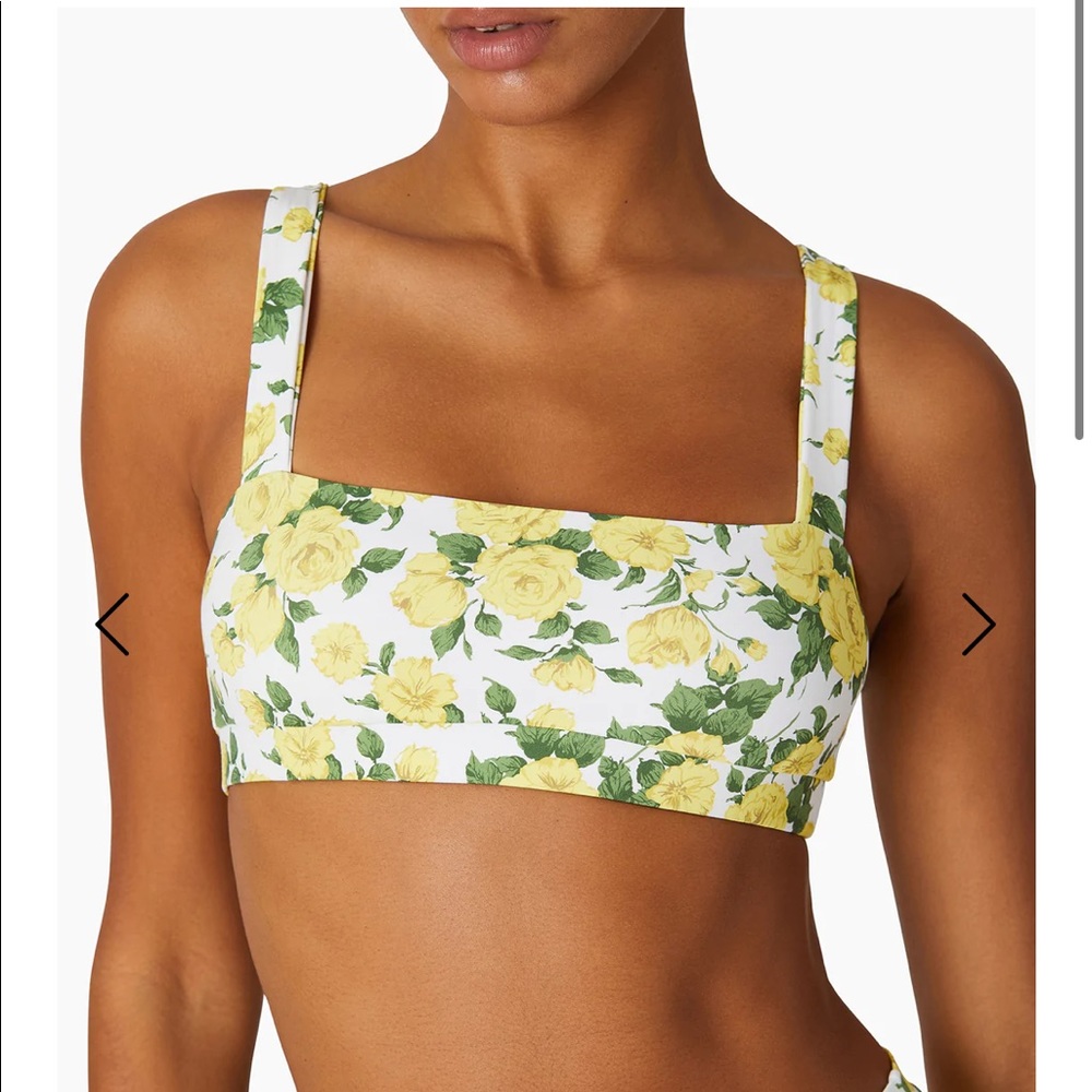 Onia Liberty Yellow Rose Print Zoe Bikini Top Size XS Square Neck Swim Floral